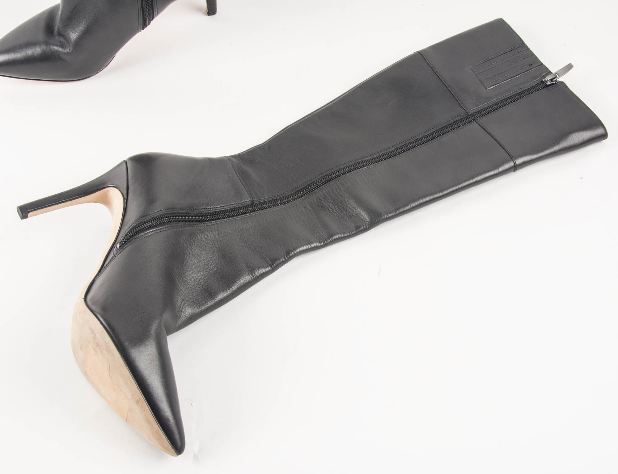 Via Spiga Stiletto Heel Black Leather Boots