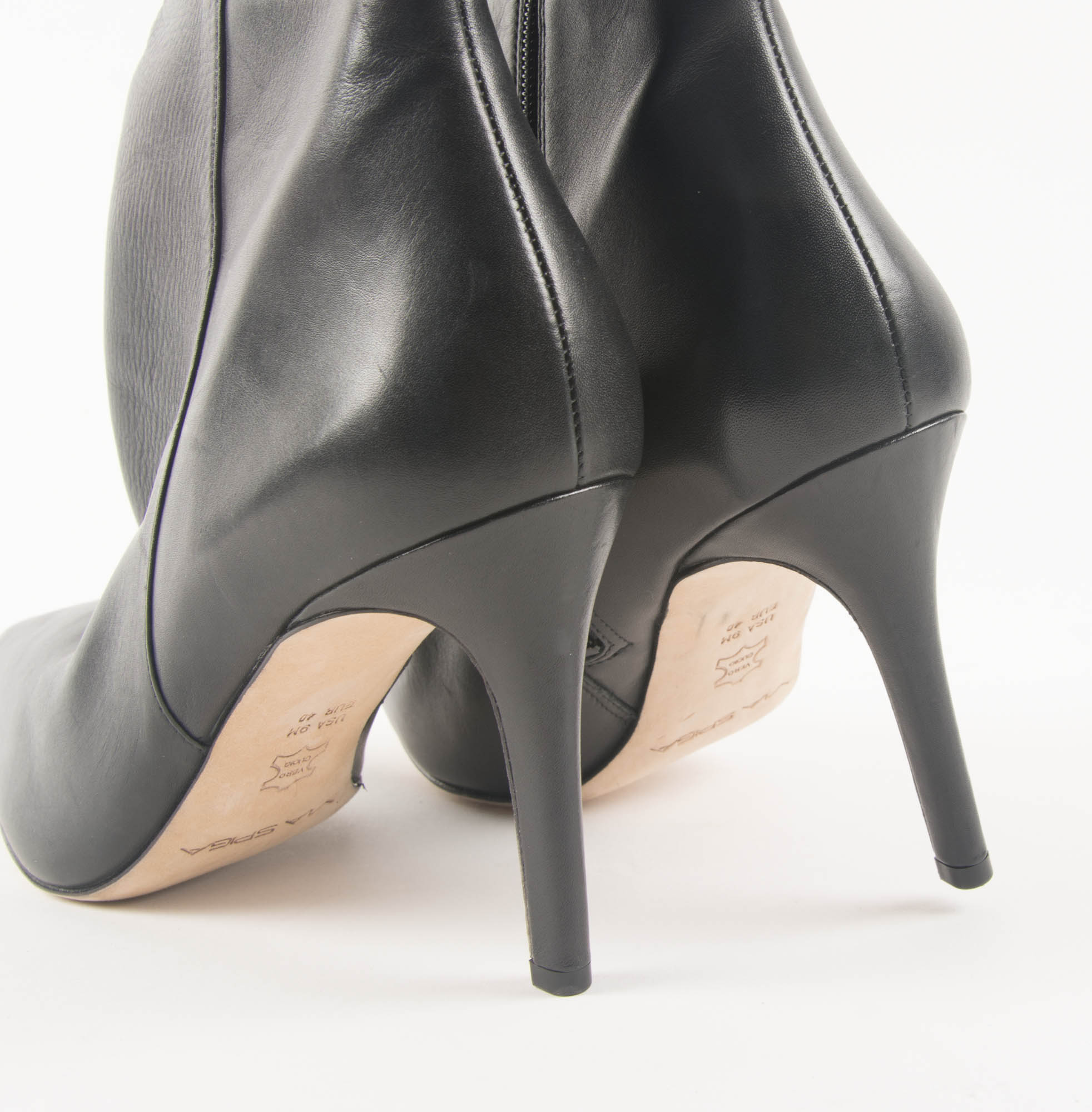 Via Spiga Stiletto Heel Black Leather Boots