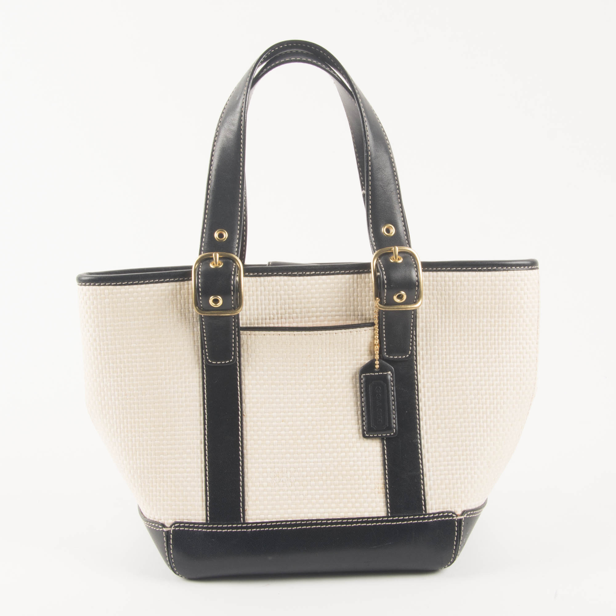 Coach Straw and Leather Bucket Tote