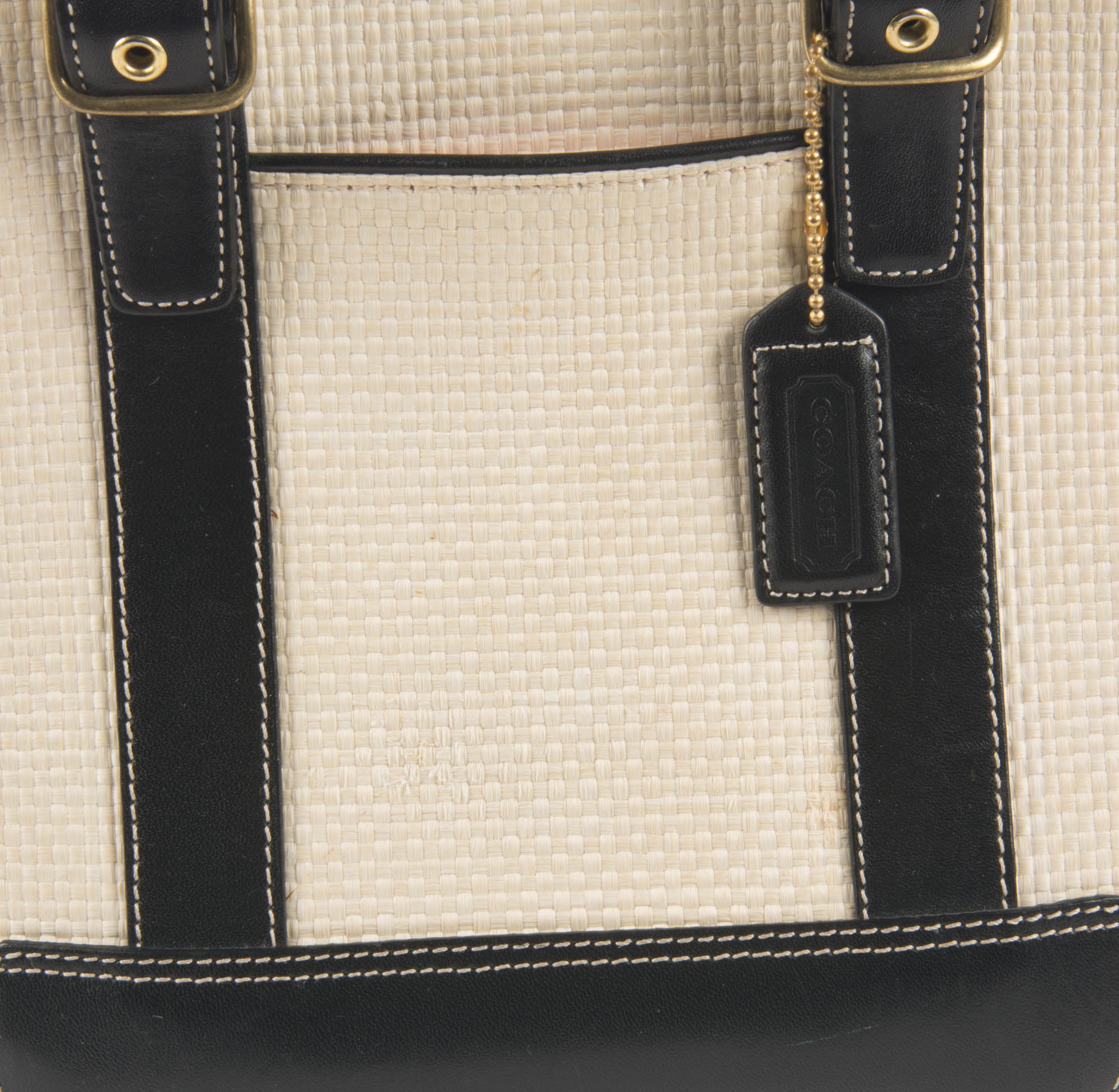 Coach Straw and Leather Bucket Tote