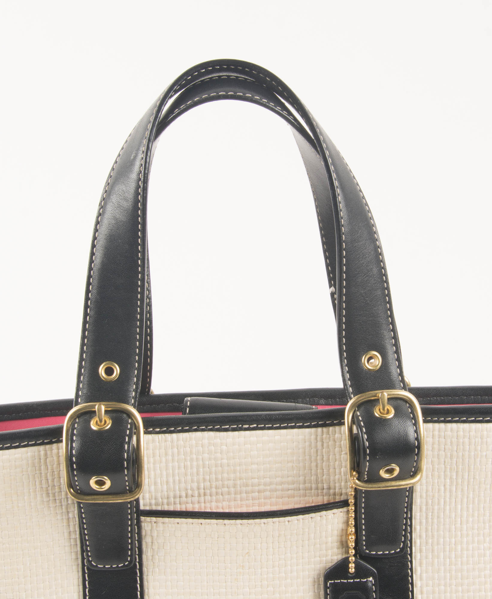 Coach Straw and Leather Bucket Tote