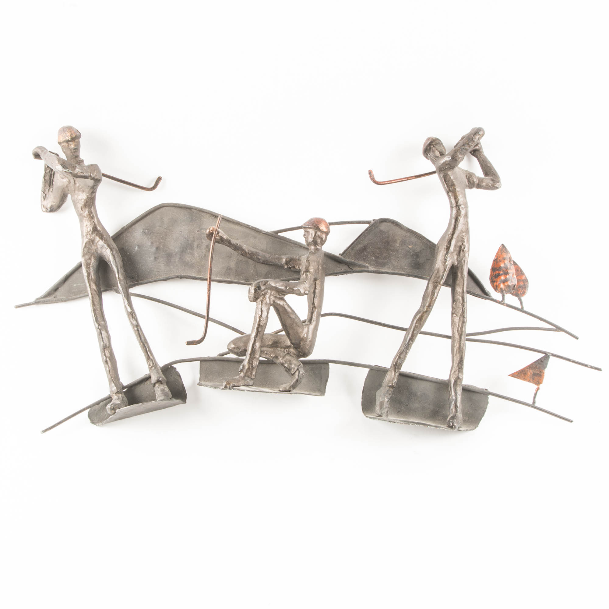 Wrought Iron Golf Wall Sculpture with Copper Accents