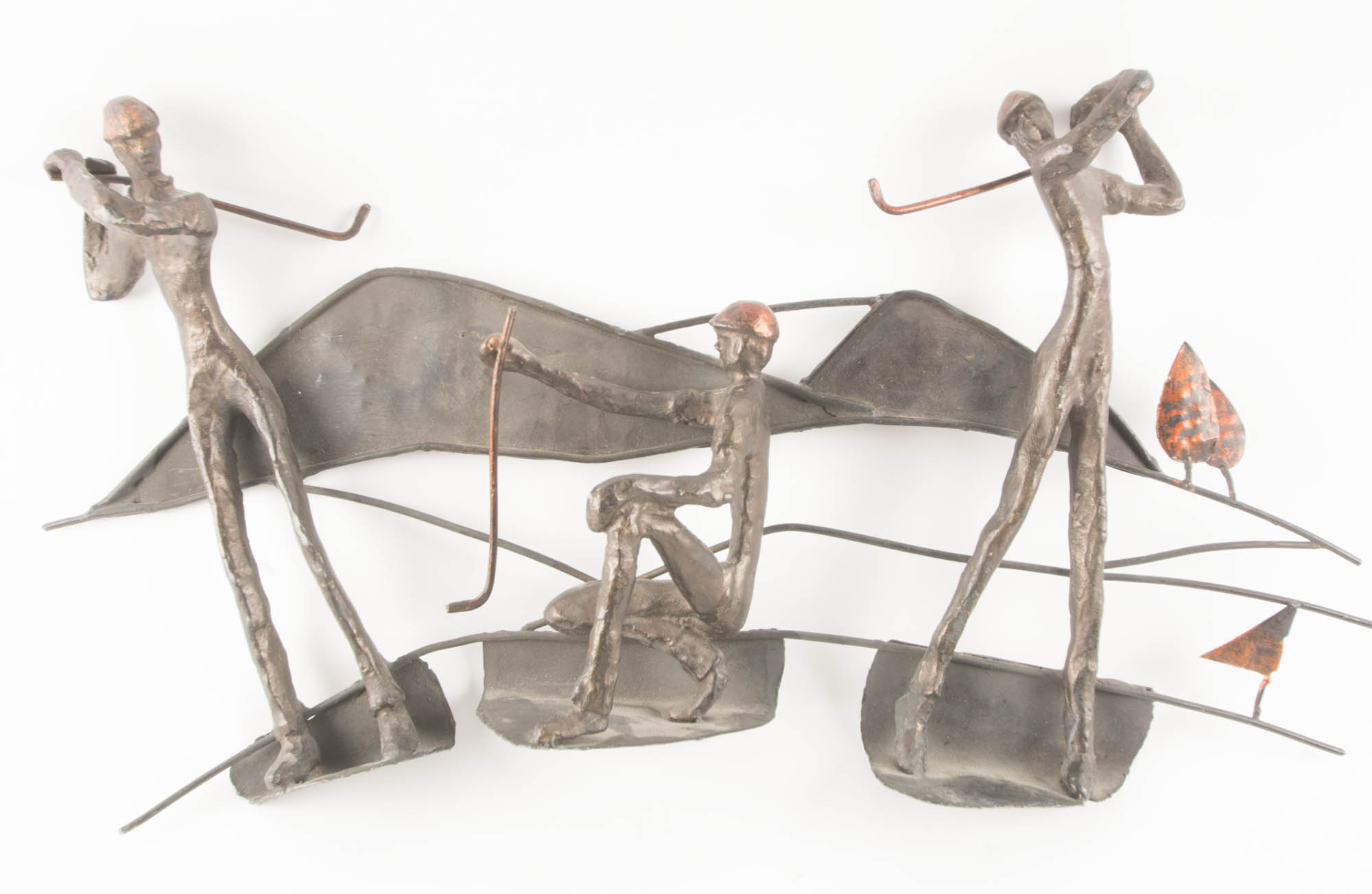 Wrought Iron Golf Wall Sculpture with Copper Accents
