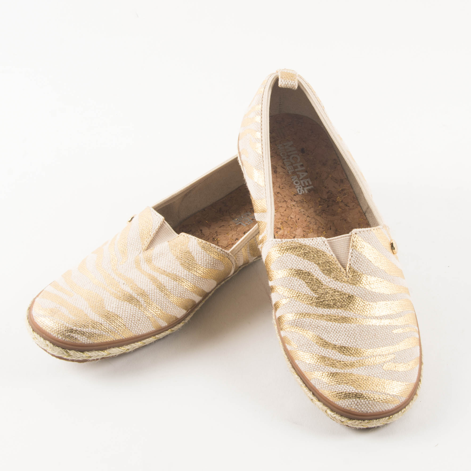 Michael Kors Gold Tone Animal Stripe Flats
