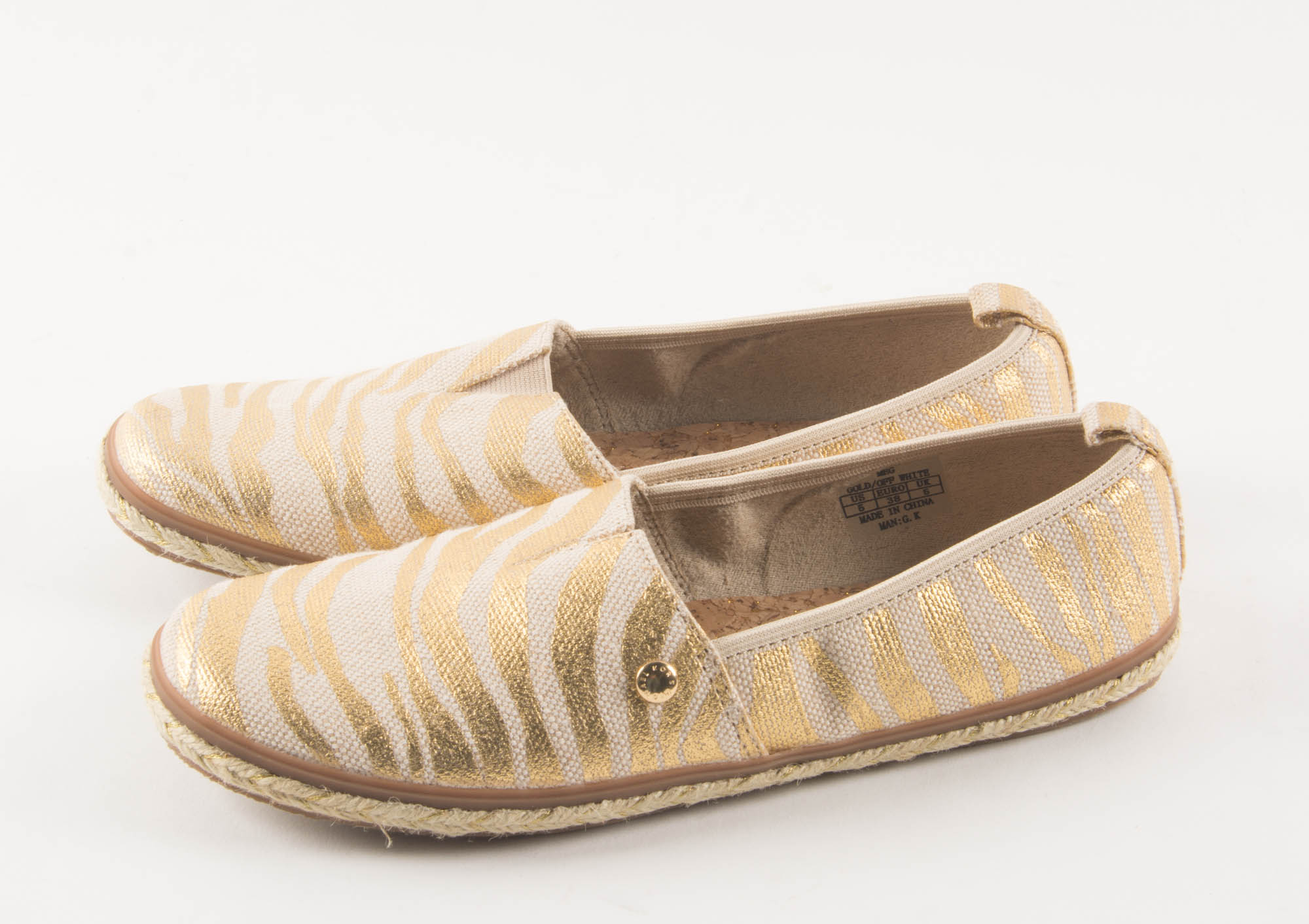 Michael Kors Gold Tone Animal Stripe Flats