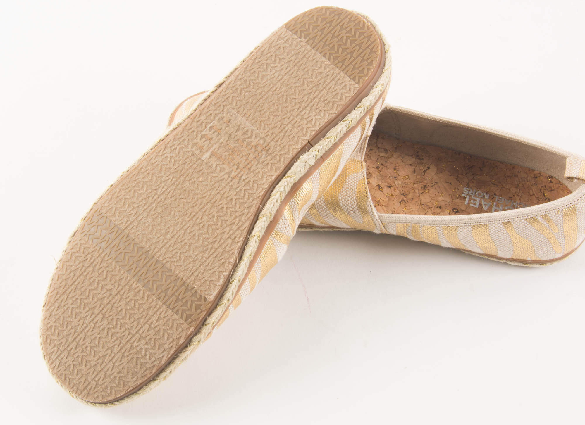 Michael Kors Gold Tone Animal Stripe Flats