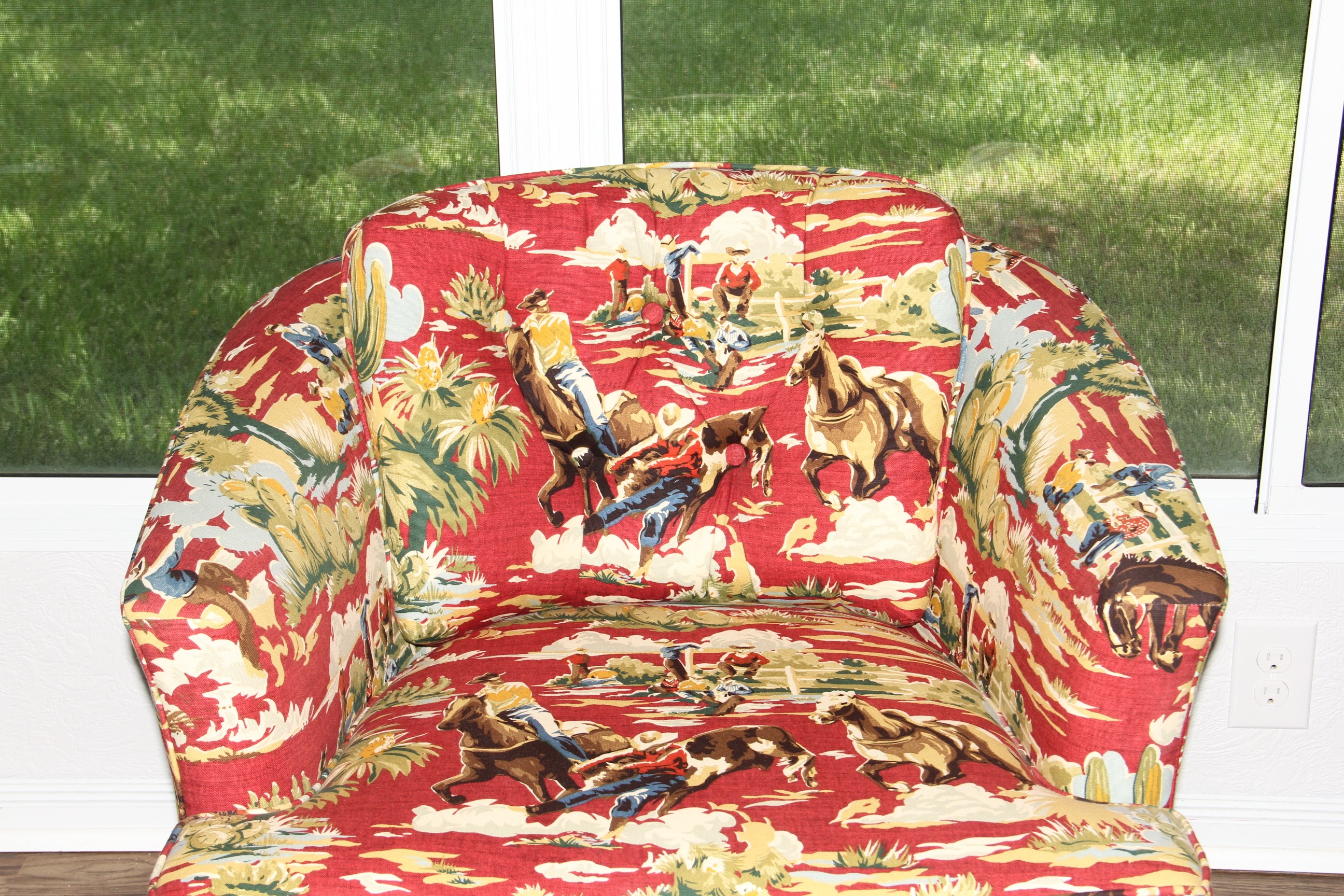 Armchair with Western Themed Upholstery