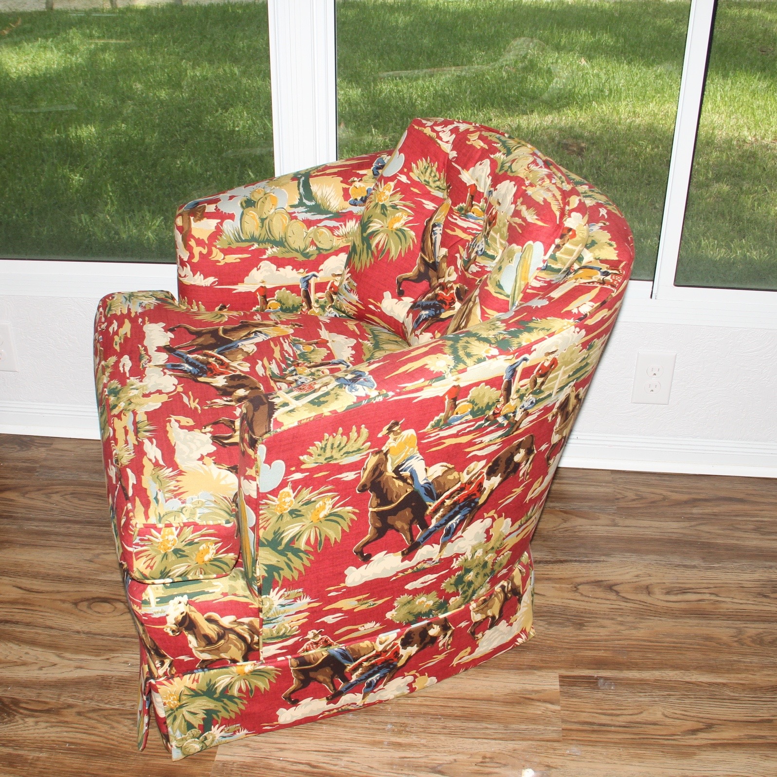Armchair with Western Themed Upholstery