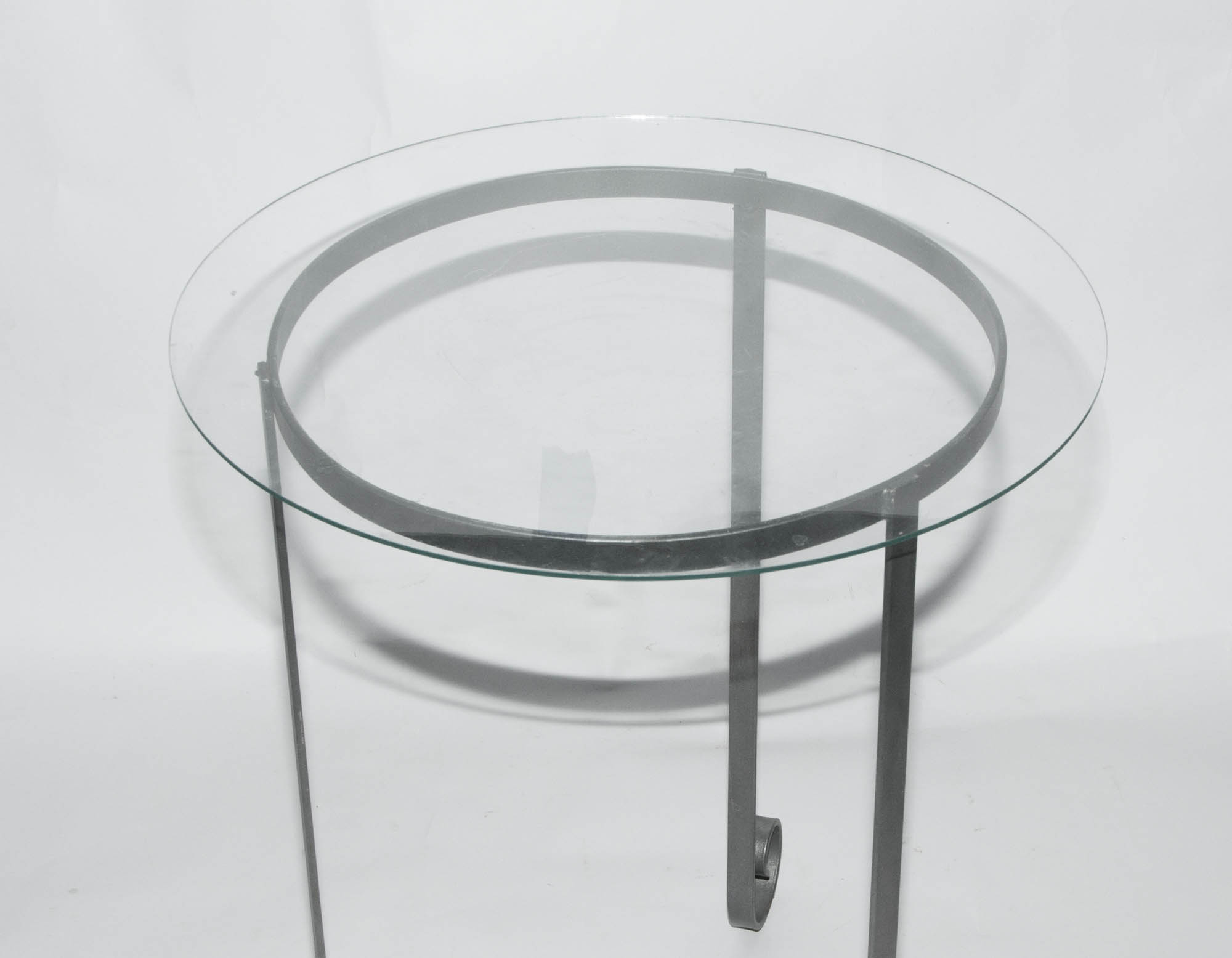 Metal Glass Top Accent Table