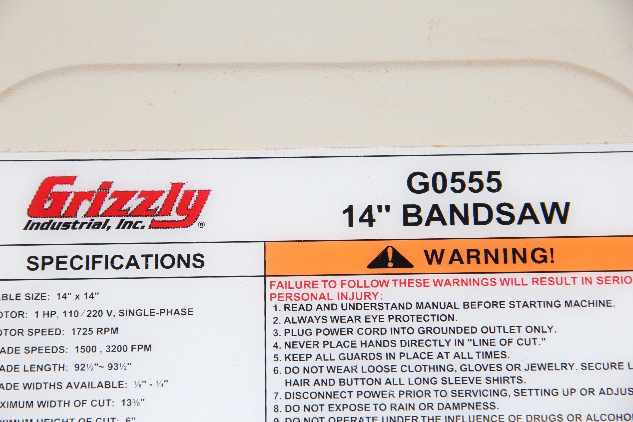 Grizzly G0555 Bandsaw