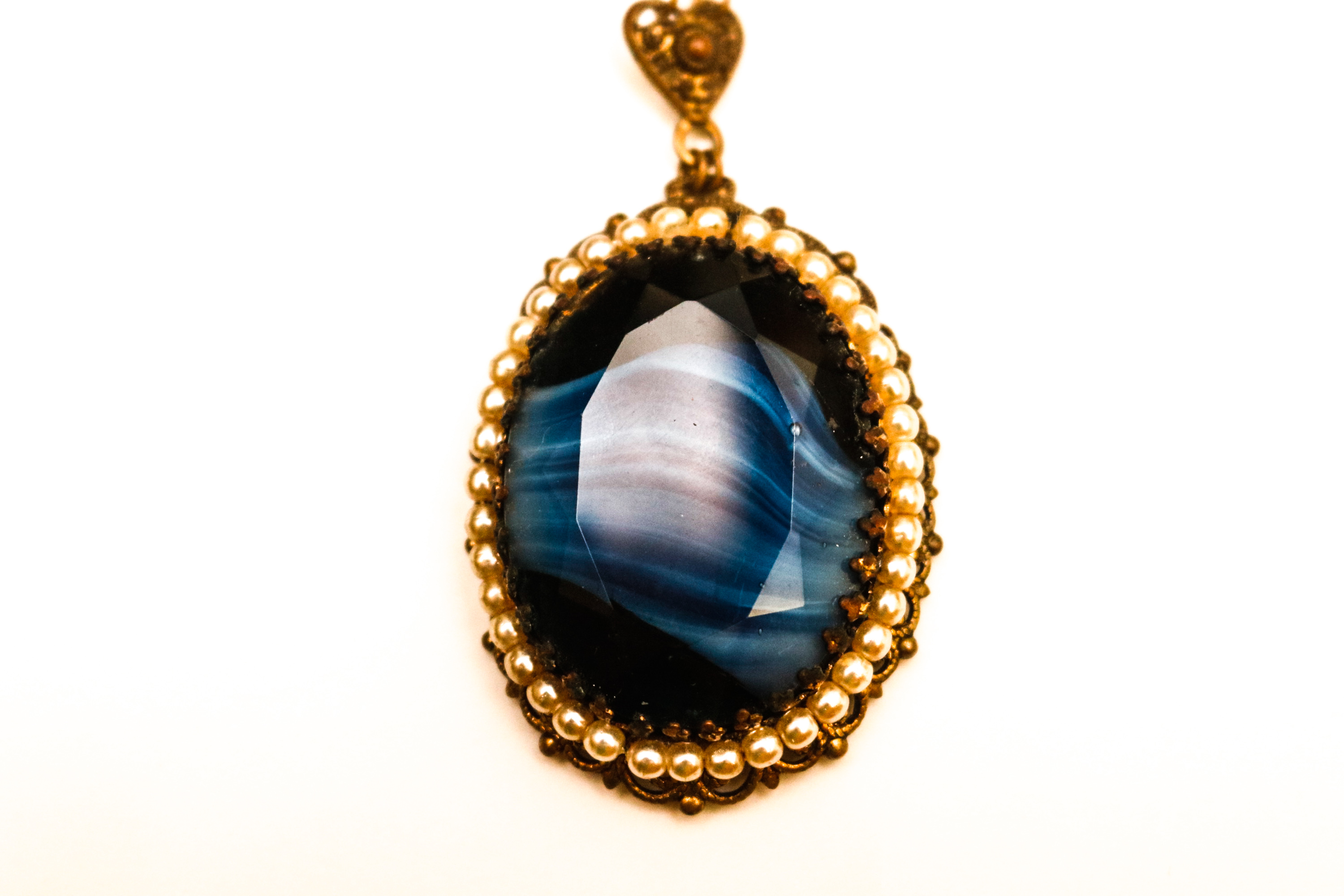 Vintage Manmade Agate Necklace and Earrings