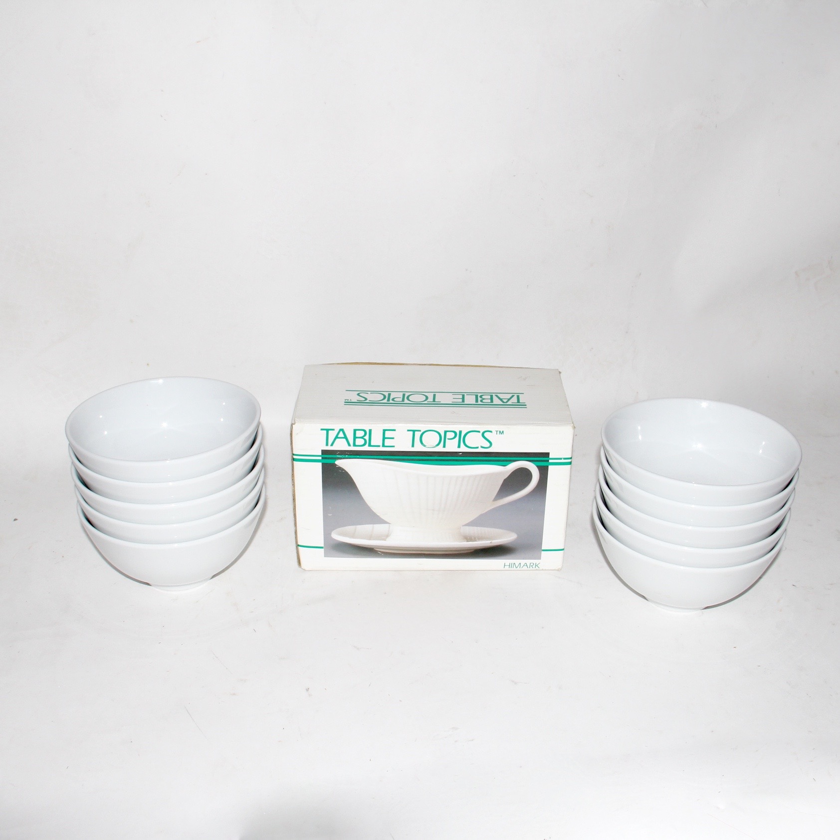 World Market White Ceramic Bowls and a Himark Gravy Boat