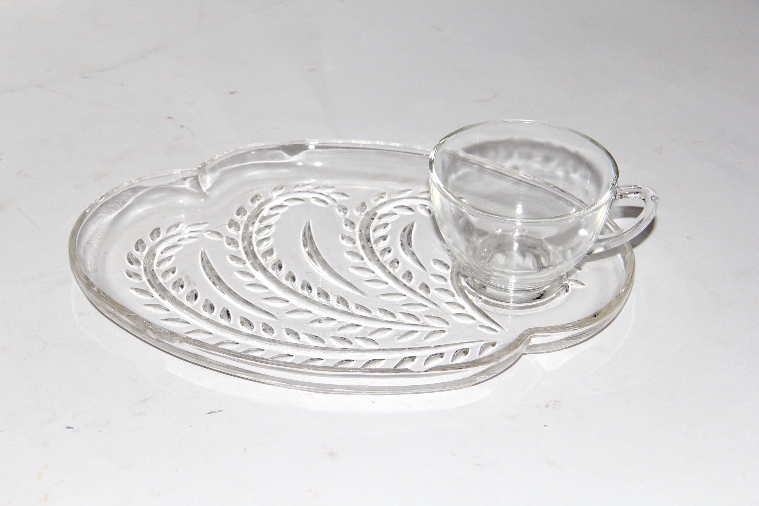 Set of Glass Punch Cups and Saucers