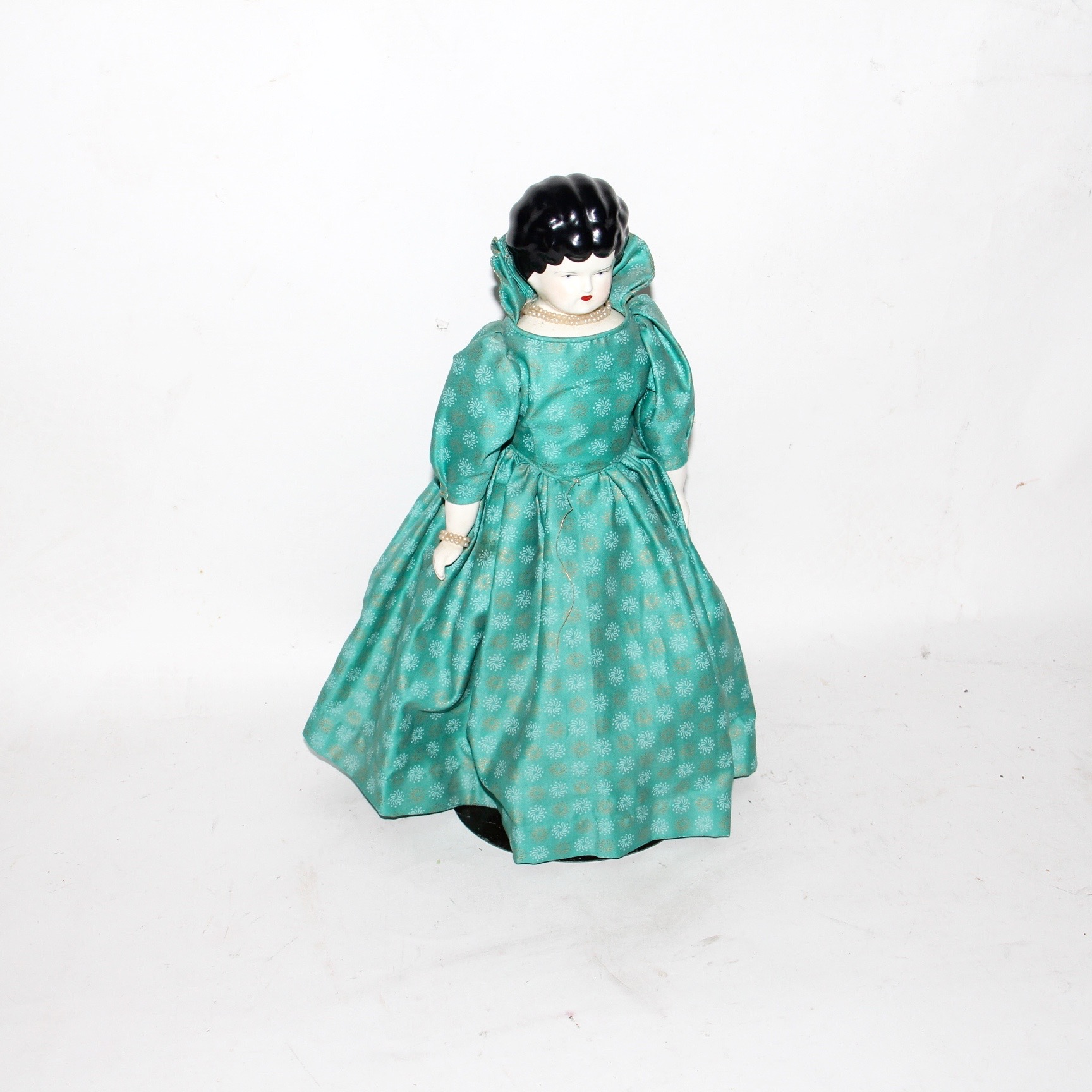 Late Victorian China Head Doll on Stand