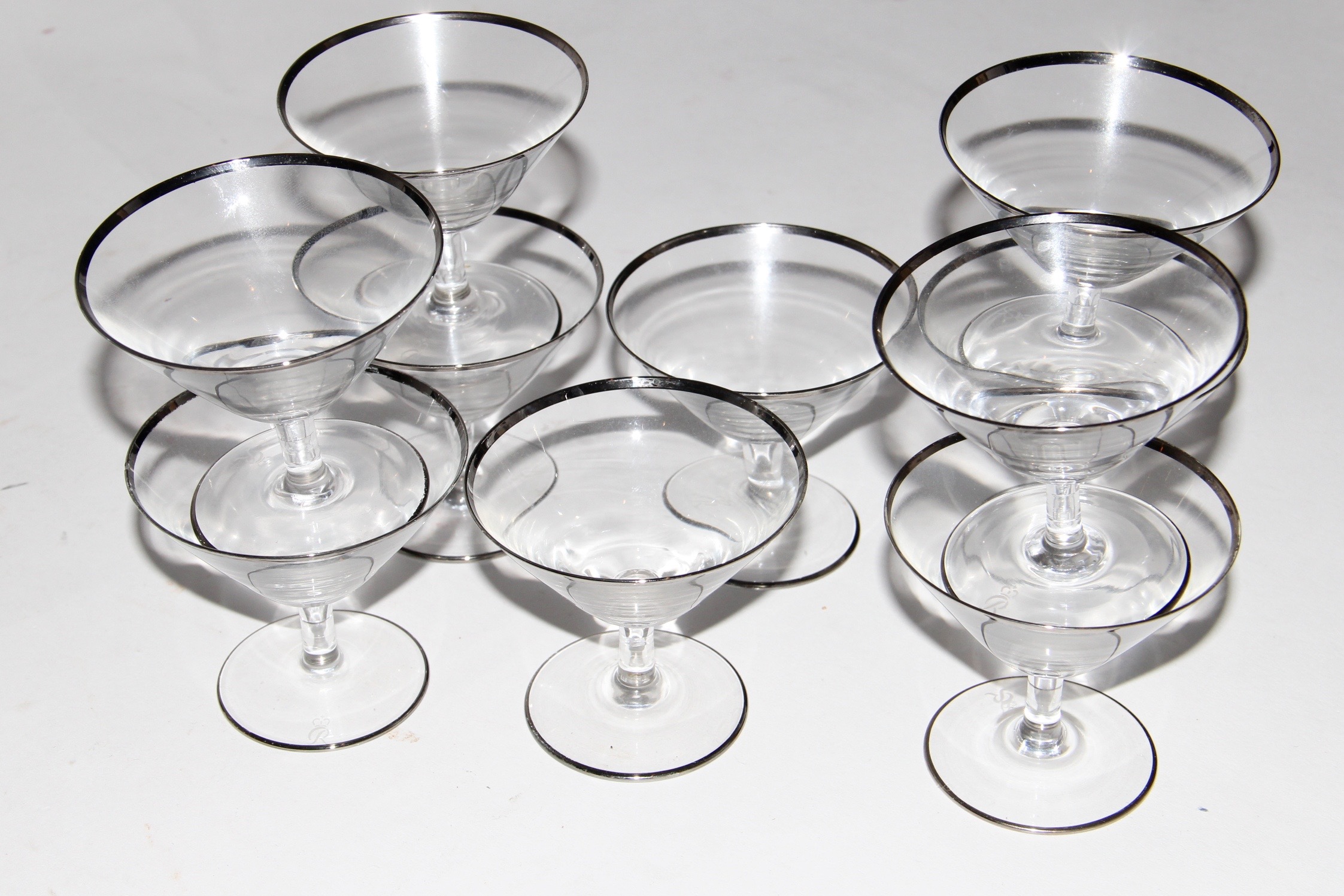 Vintage Set of Stemware With Silver-Tone Trim