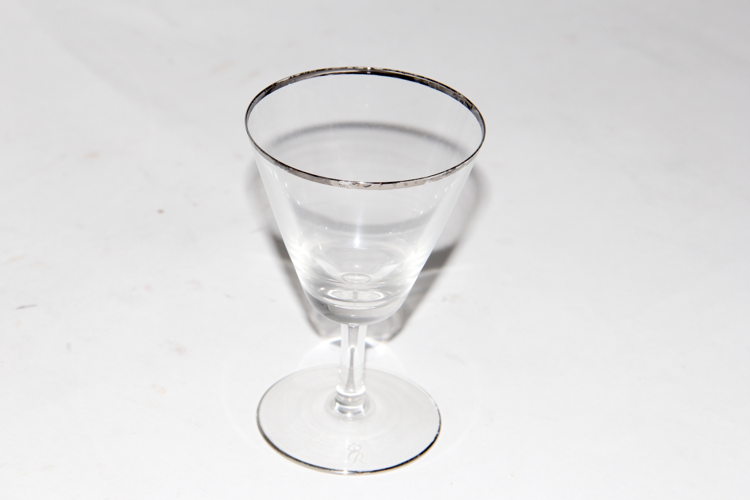 Vintage Set of Stemware With Silver-Tone Trim