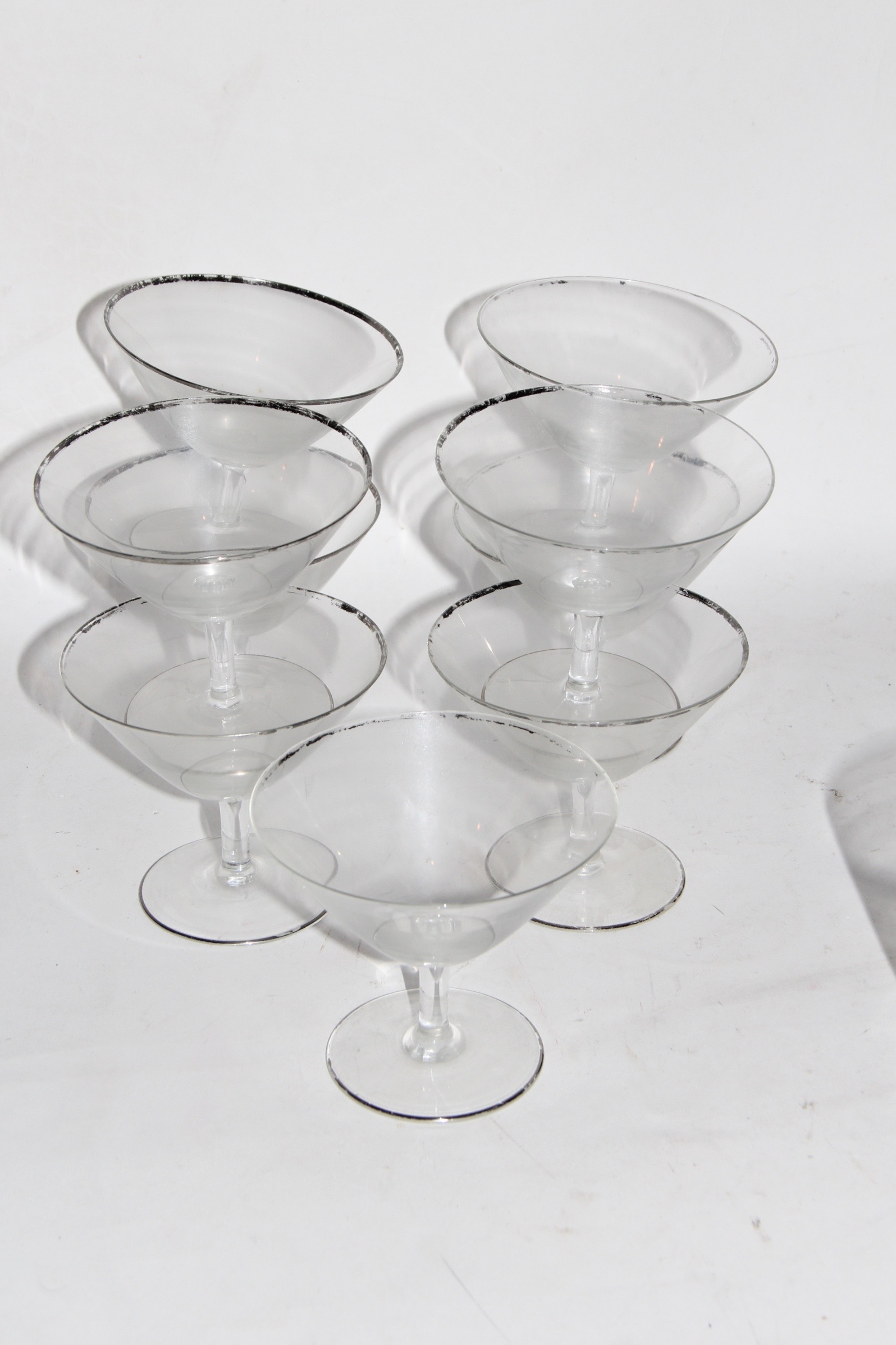 Vintage Set of Stemware With Silver-Tone Trim