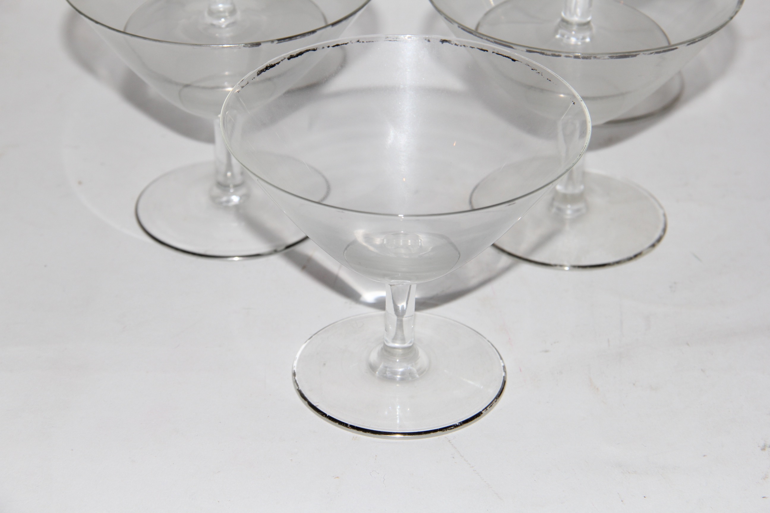 Vintage Set of Stemware With Silver-Tone Trim