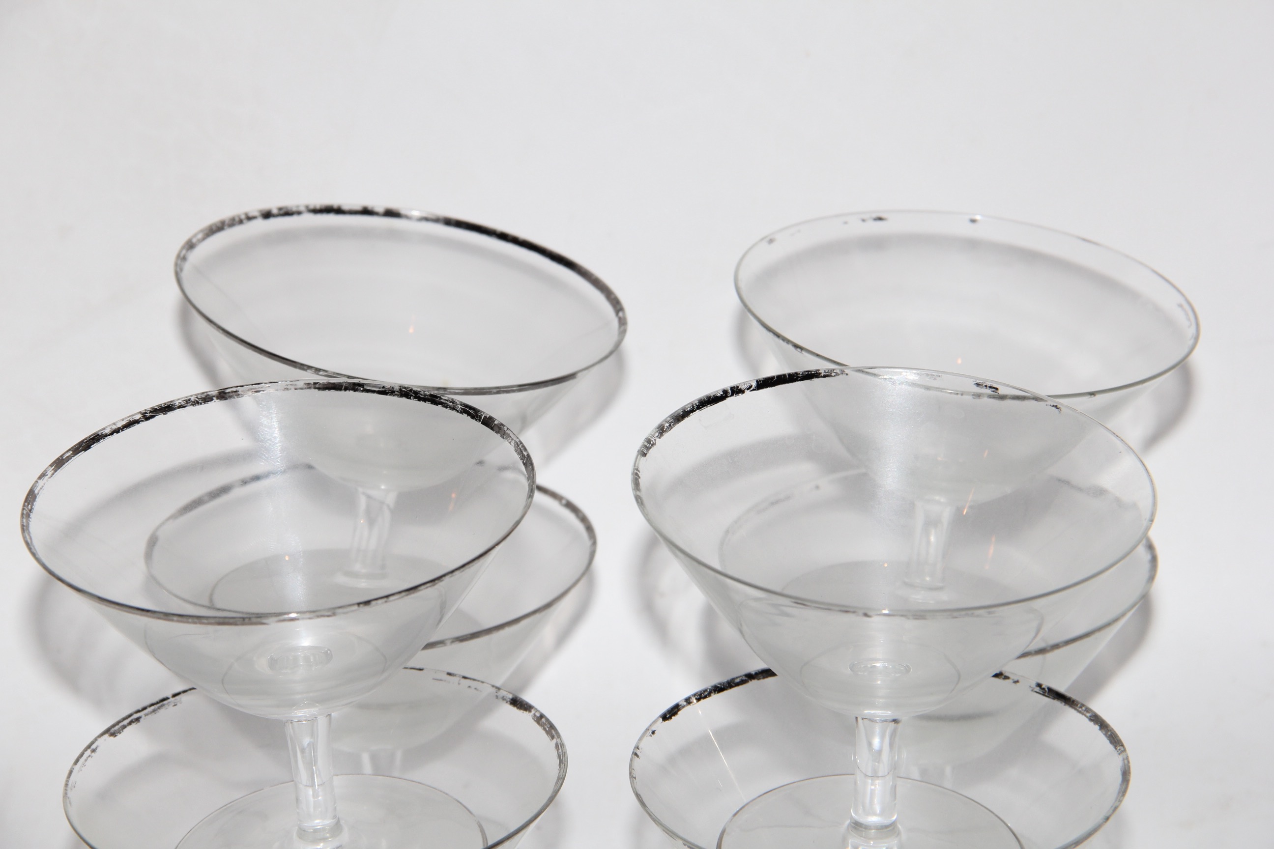 Vintage Set of Stemware With Silver-Tone Trim