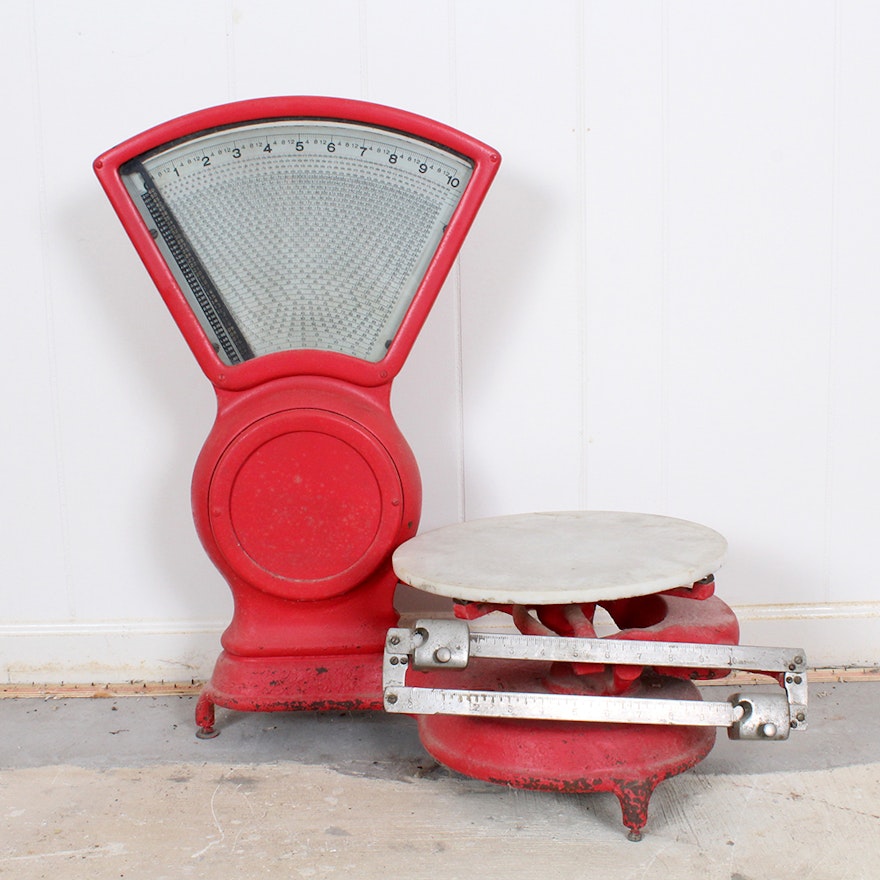 Antique Red Cast Iron Stimpson Computing Scale Co. Scale