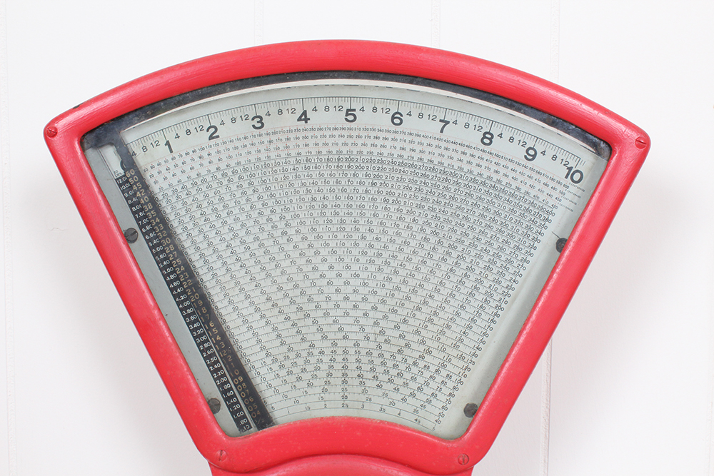 Antique Red Cast Iron Stimpson Computing Scale Co. Scale