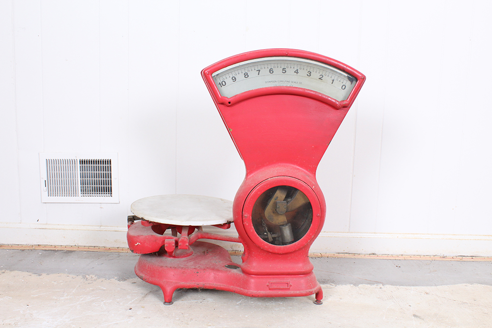 Antique Red Cast Iron Stimpson Computing Scale Co. Scale