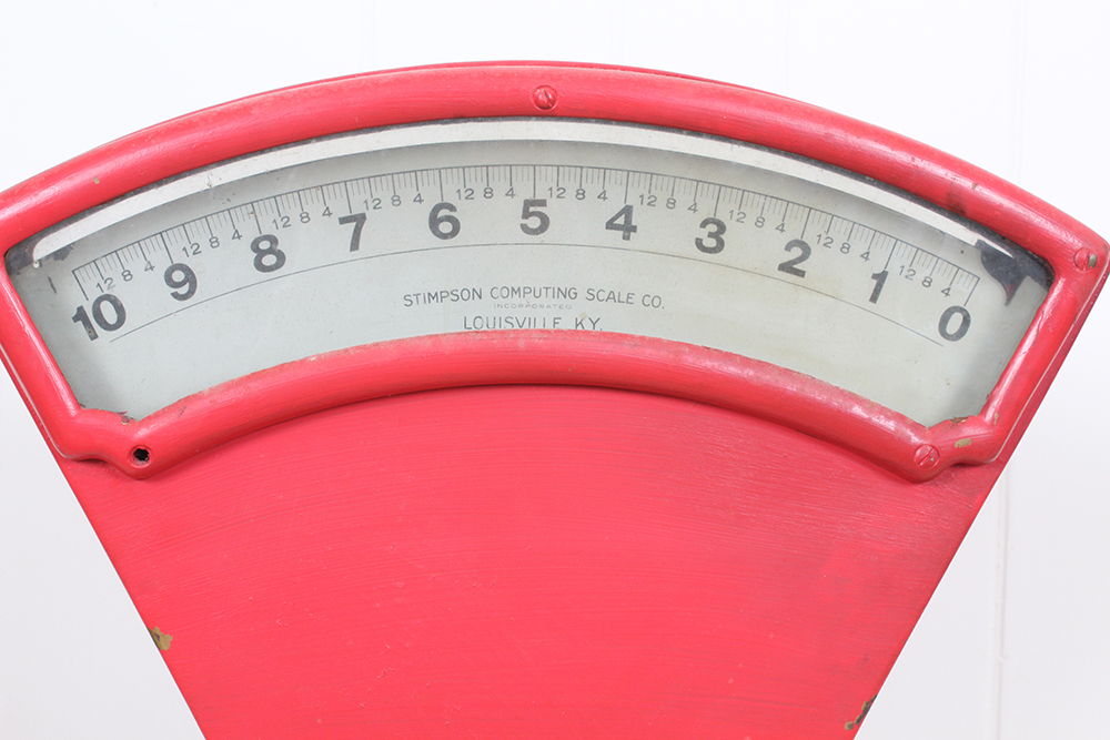 Antique Red Cast Iron Stimpson Computing Scale Co. Scale