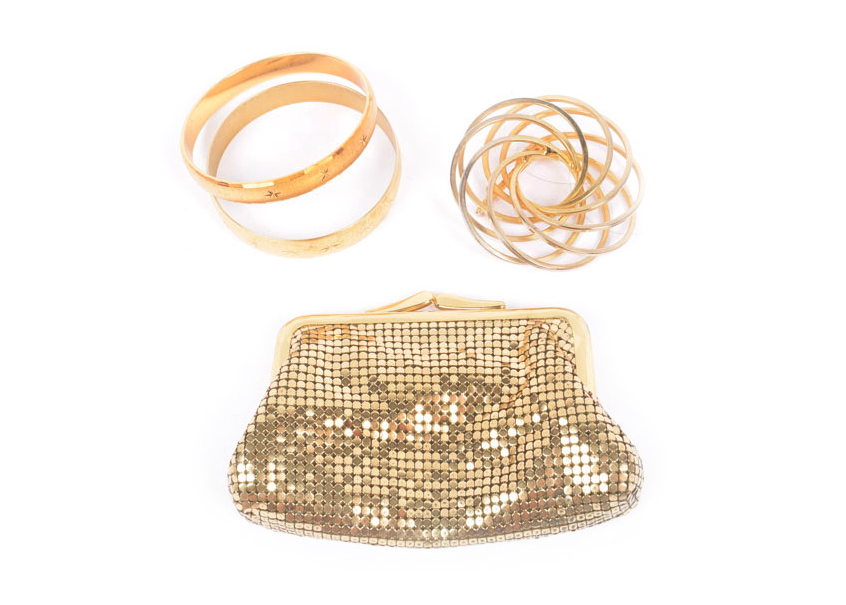 Whiting and Davis Bag and Vintage Jewelry