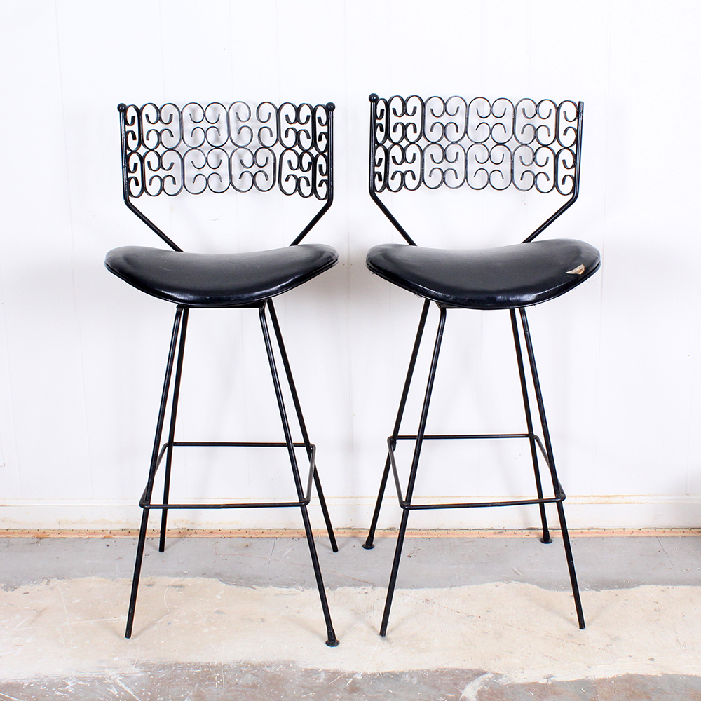 Pair of Wrought Iron Bar Chairs