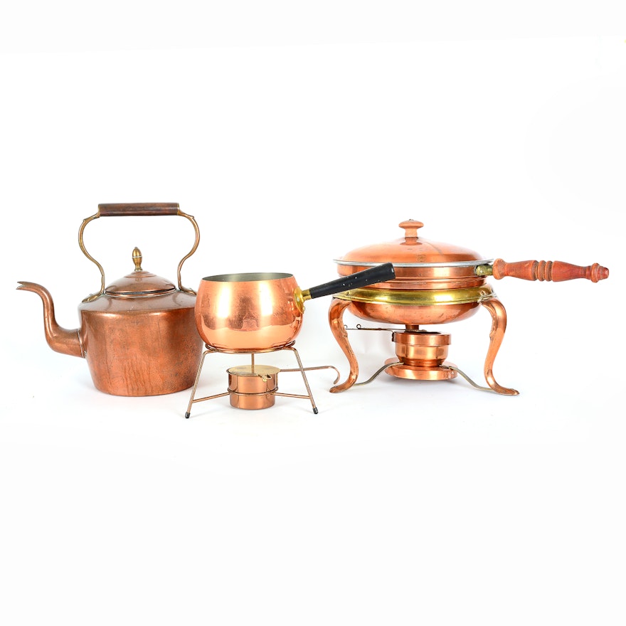 Trio of Copper Plated Pots