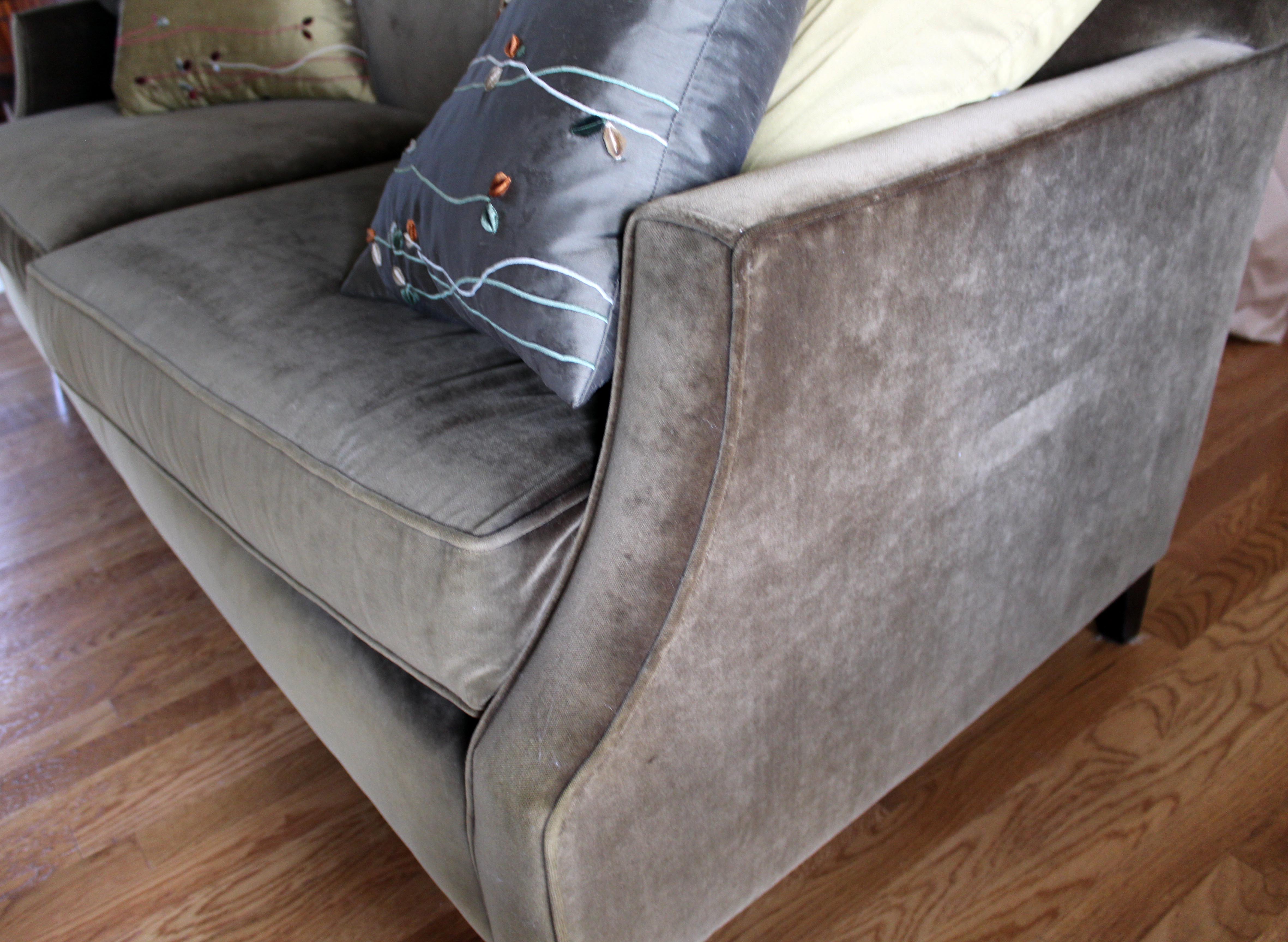 Crate and Barrel Green Velvet Sofa