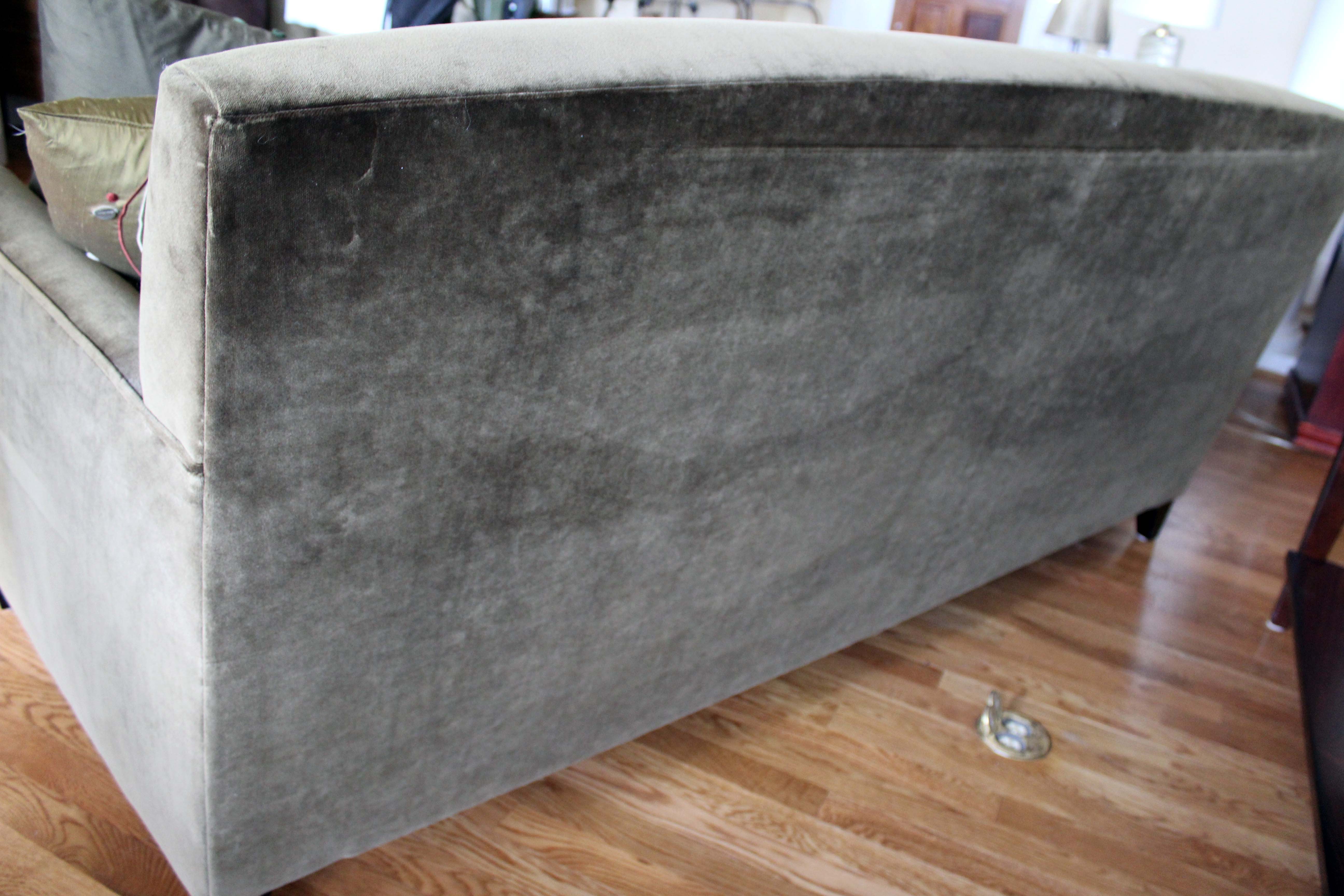 Crate and Barrel Green Velvet Sofa