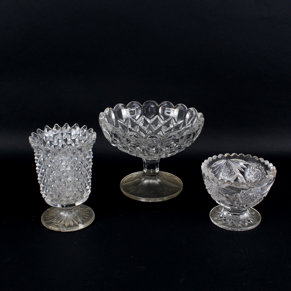 Early 20th Century Cut Crystal Pedestal Dishes