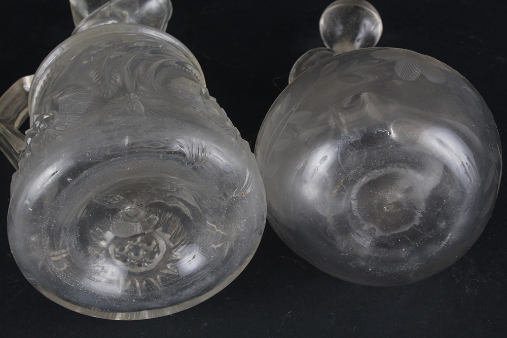 Vintage Clear Glass Cruets with Floral Motif