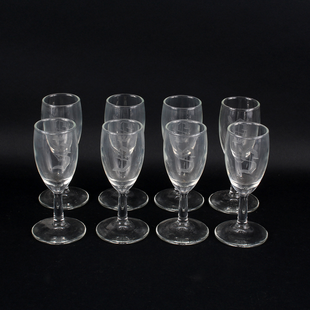 "S" Monogrammed Cordial Glasses
