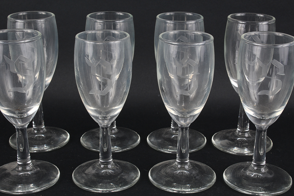 "S" Monogrammed Cordial Glasses