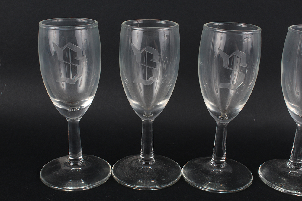 "S" Monogrammed Cordial Glasses