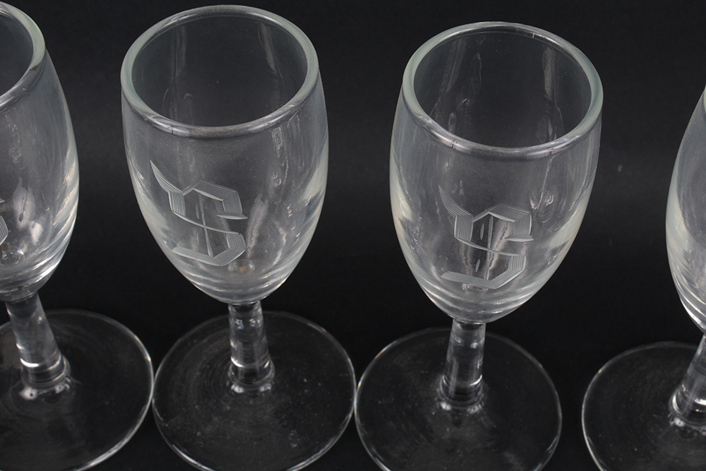 "S" Monogrammed Cordial Glasses