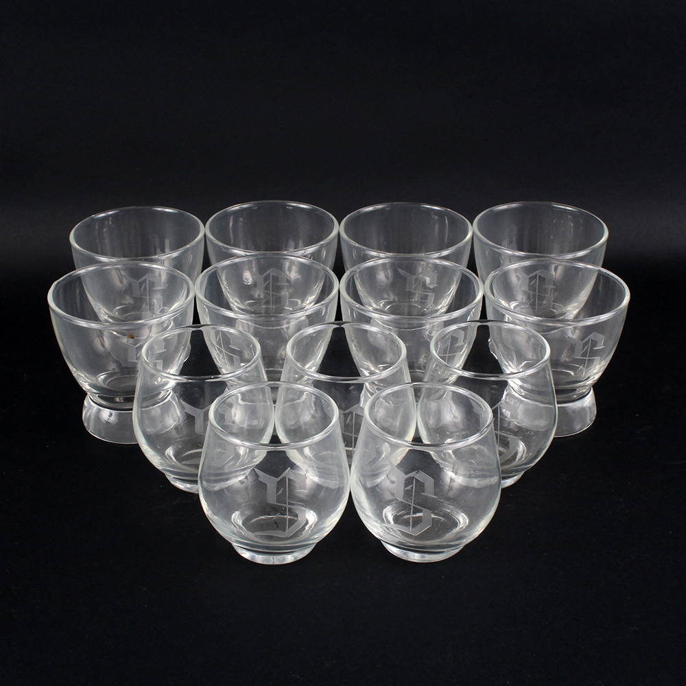 "S" Monogrammed Lowball and Shot Glasses