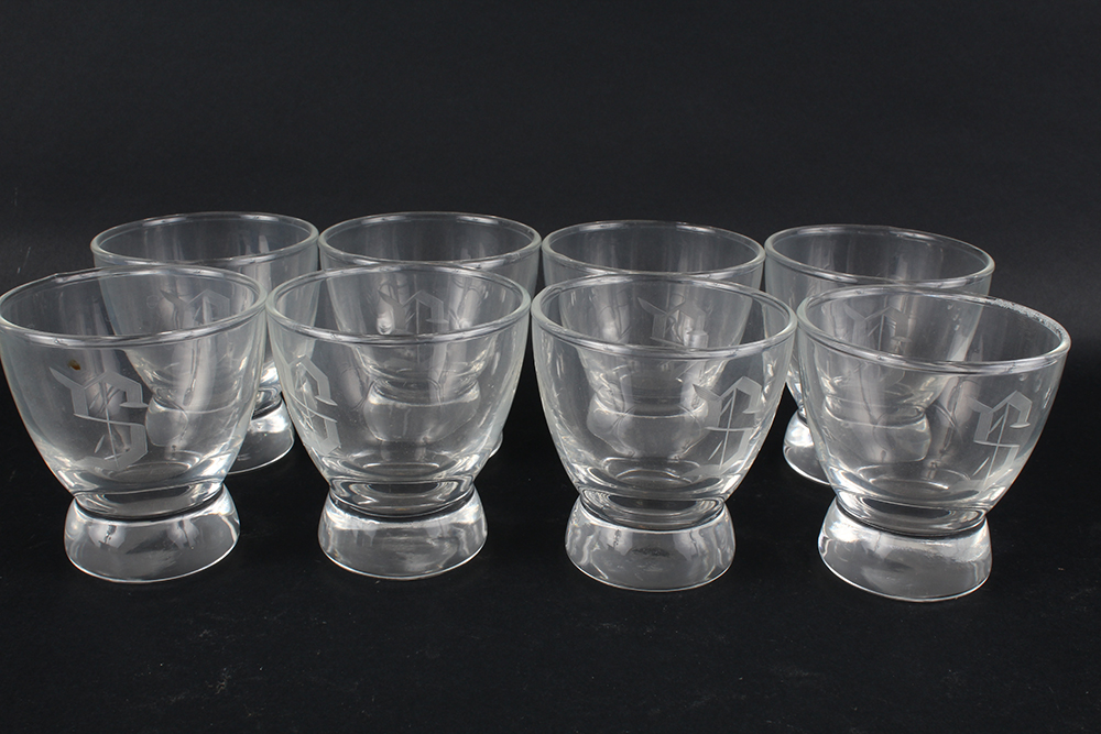 "S" Monogrammed Lowball and Shot Glasses