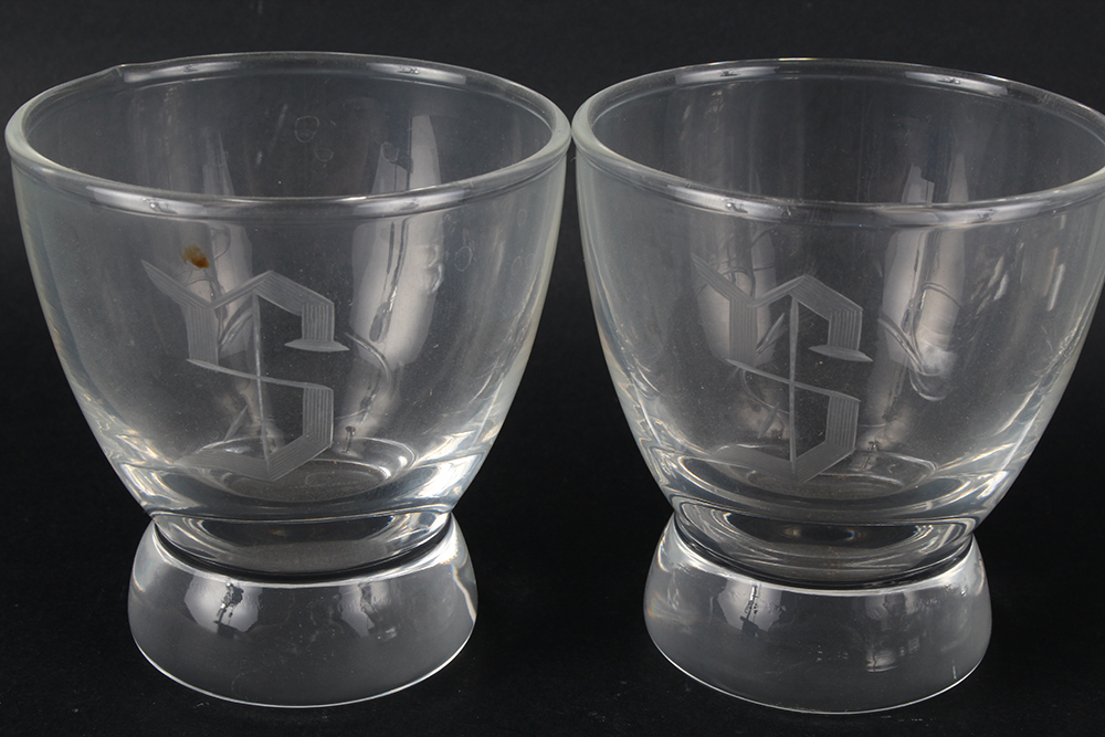 "S" Monogrammed Lowball and Shot Glasses