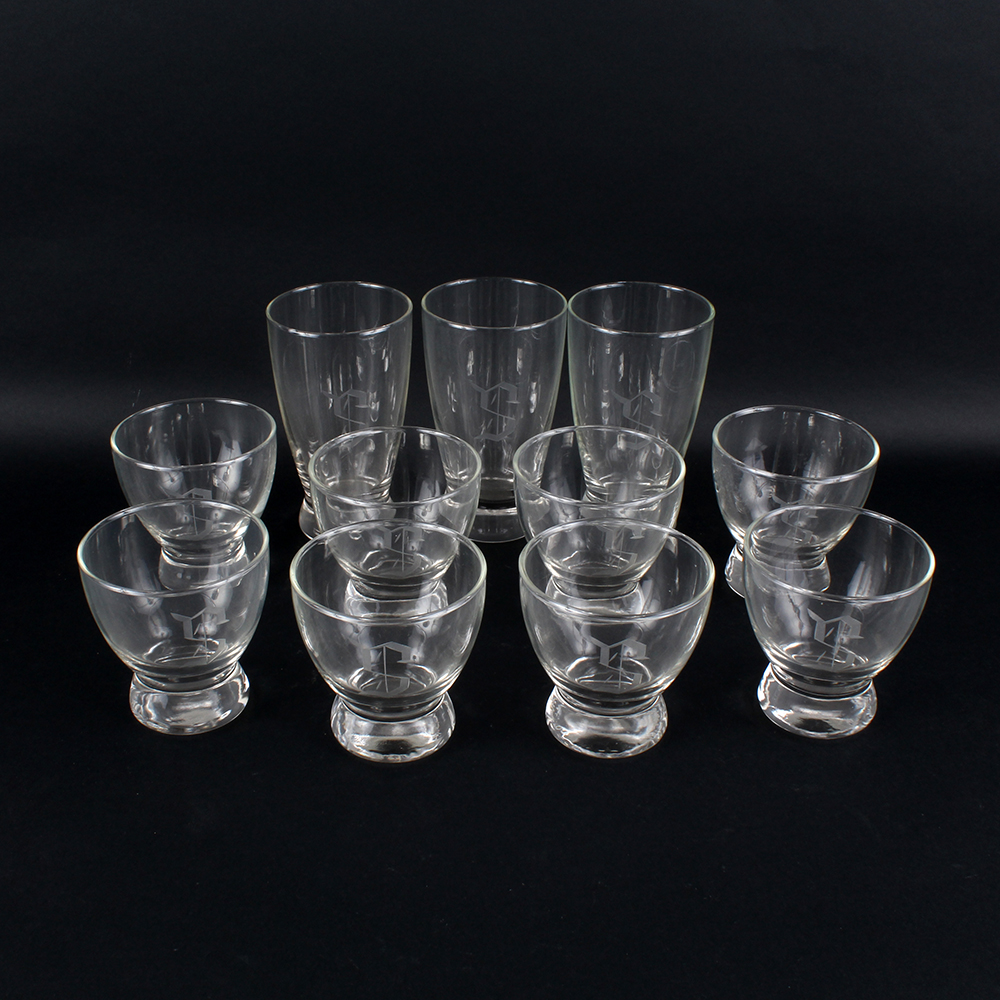 "S" Monogrammed Pilsner and Rocks Glasses