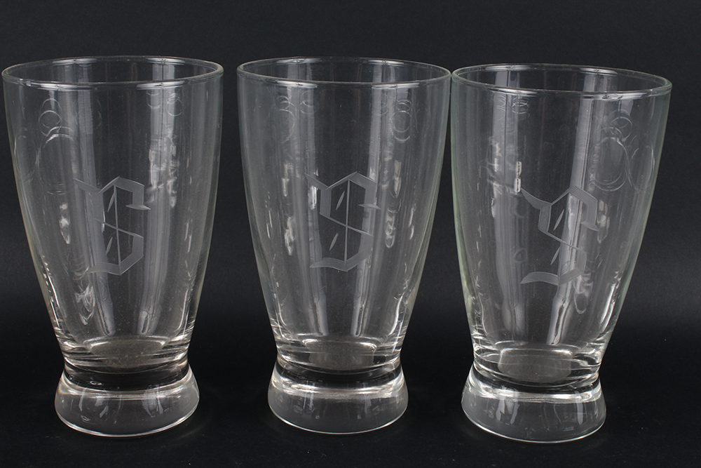 "S" Monogrammed Pilsner and Rocks Glasses