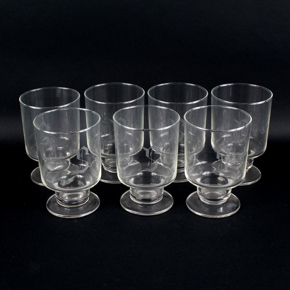 "S" Monogrammed Footed Glasses