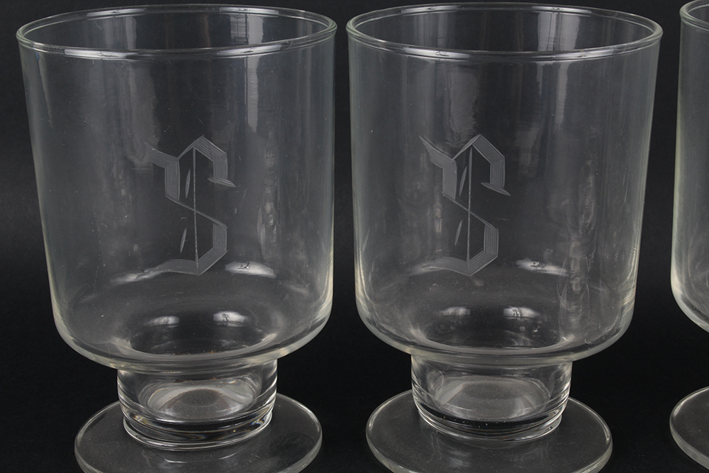 "S" Monogrammed Footed Glasses
