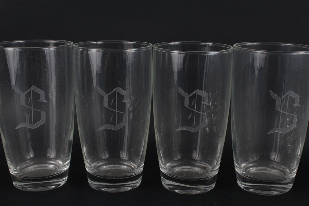 "S" Monogrammed Glass Tumblers