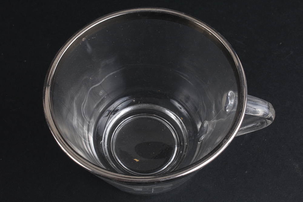 "S" Monogrammed Punch Bowl and Cups with Silver Bands