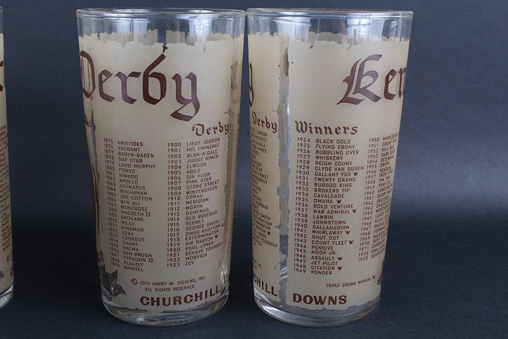 Official Kentucky Derby Glasses from 1974