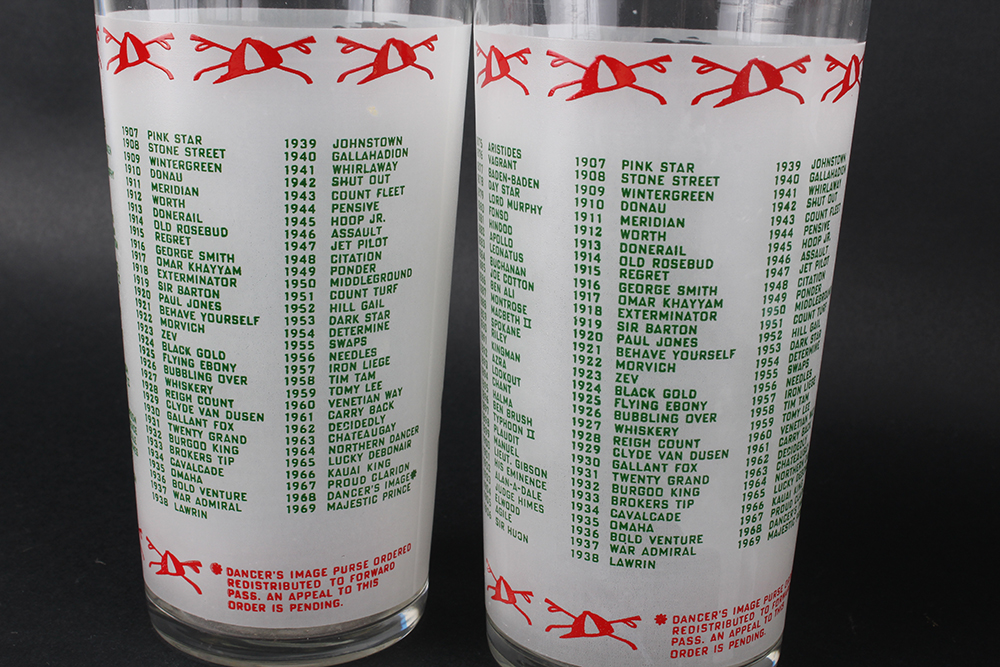 Official Kentucky Derby Glasses from the 1970's