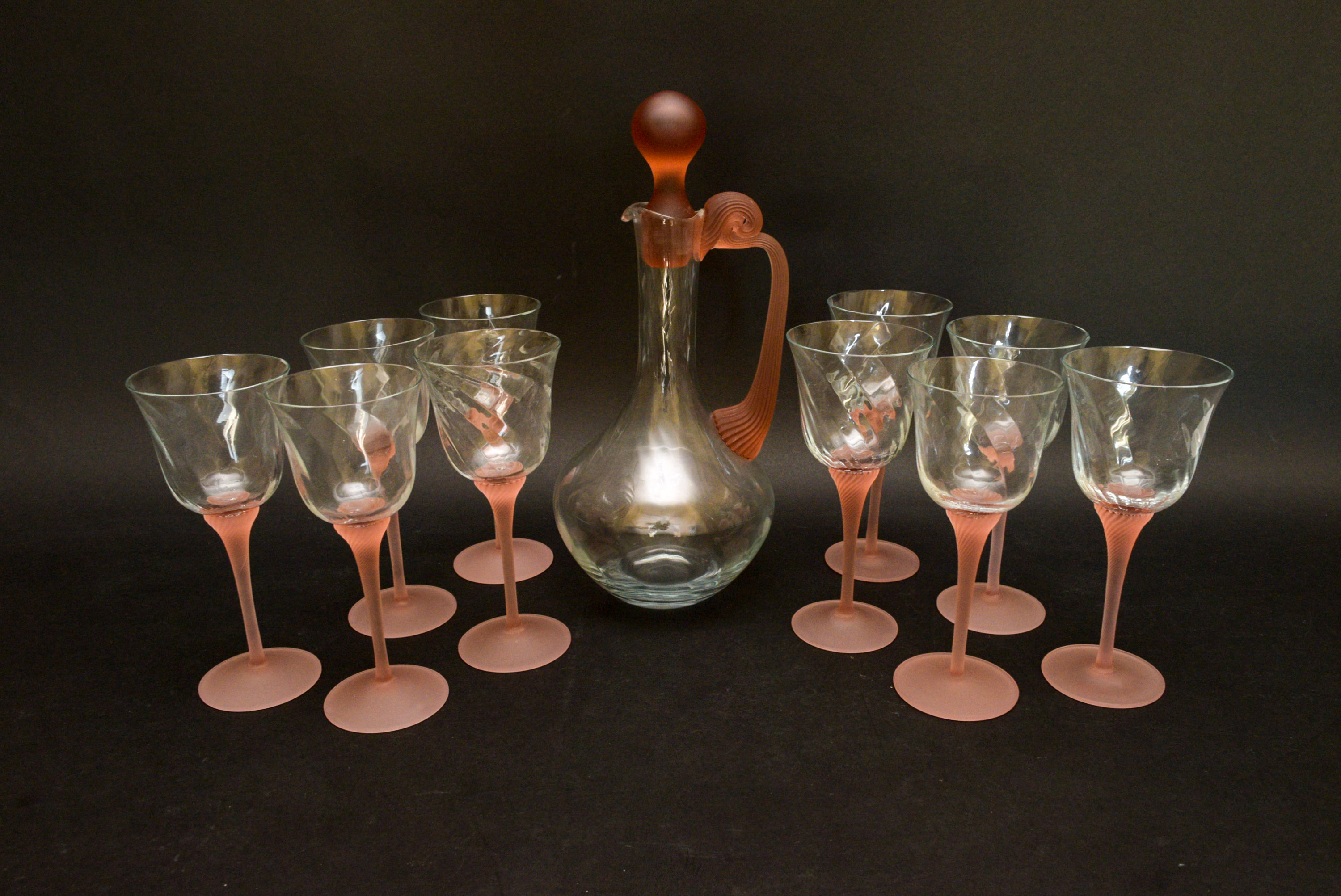 Vintage Italian Glass Decanter and Stems
